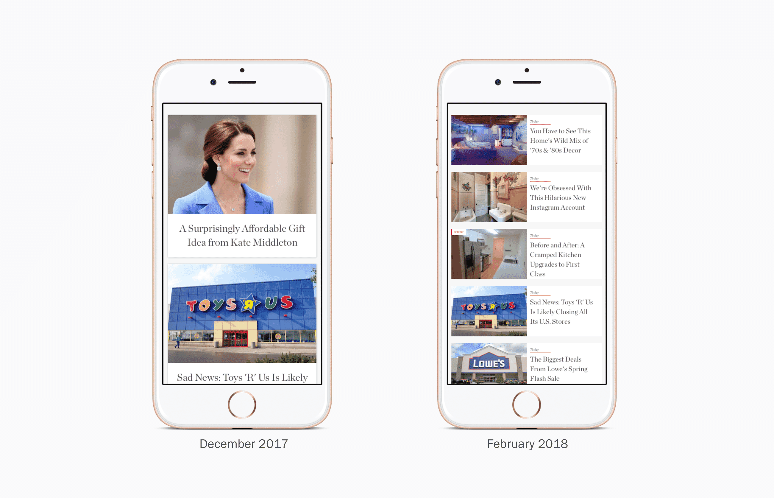 2 screens showing two different teaser styles, one vertical and one horizontal. Indicators show the horizontal version was better.