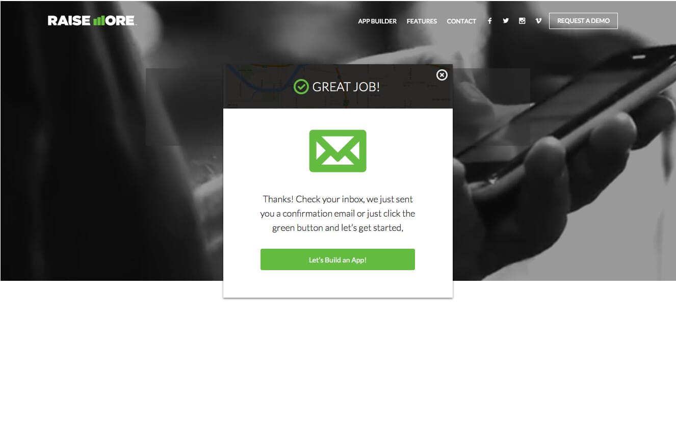 image Header call to action success modal